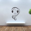 Wall Decor Vinyl Decal Sticker Girl With Headphones Listening Music tz143