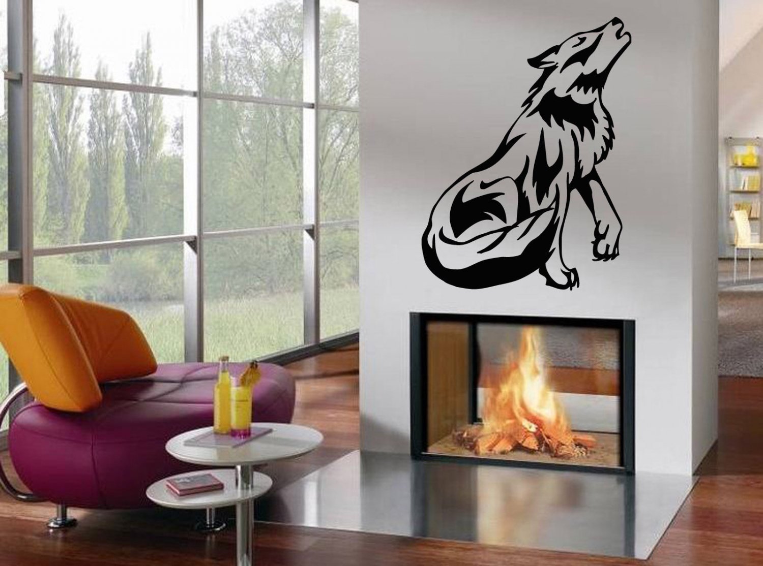 Wall Decor Vinyl Decal Sticker Howling Wolf Tribal Style tz917