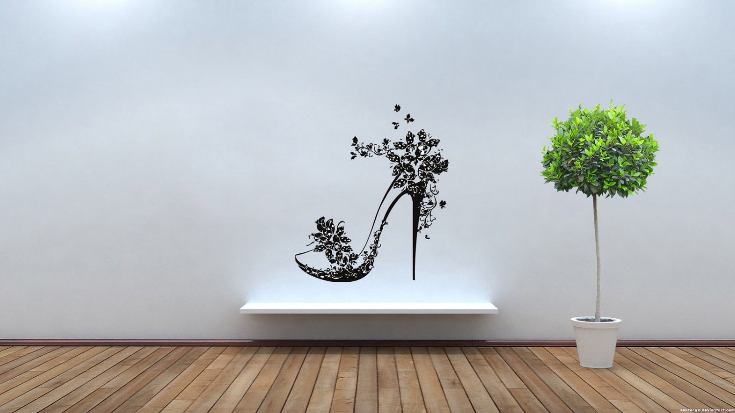 Wall Decor Vinyl Decal Sticker Beautiful Lady's Shoe High Heel tz2139