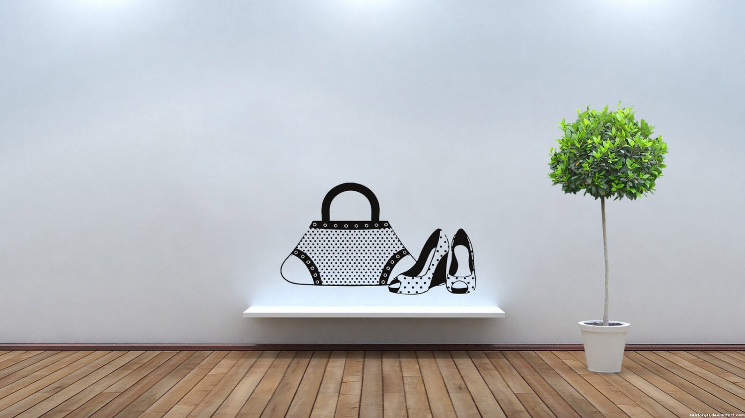 Wall Decor Vinyl Decal Sticker Beautiful Lady's Shoe And Purse tz2103