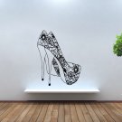 Wall Decor Vinyl Decal Lady's Shoes High Heels With Floral Design tz140
