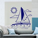 Wall Decal Ship Boat Sail Nautical Clouds Decals Kids Room Decor Sticker AM97