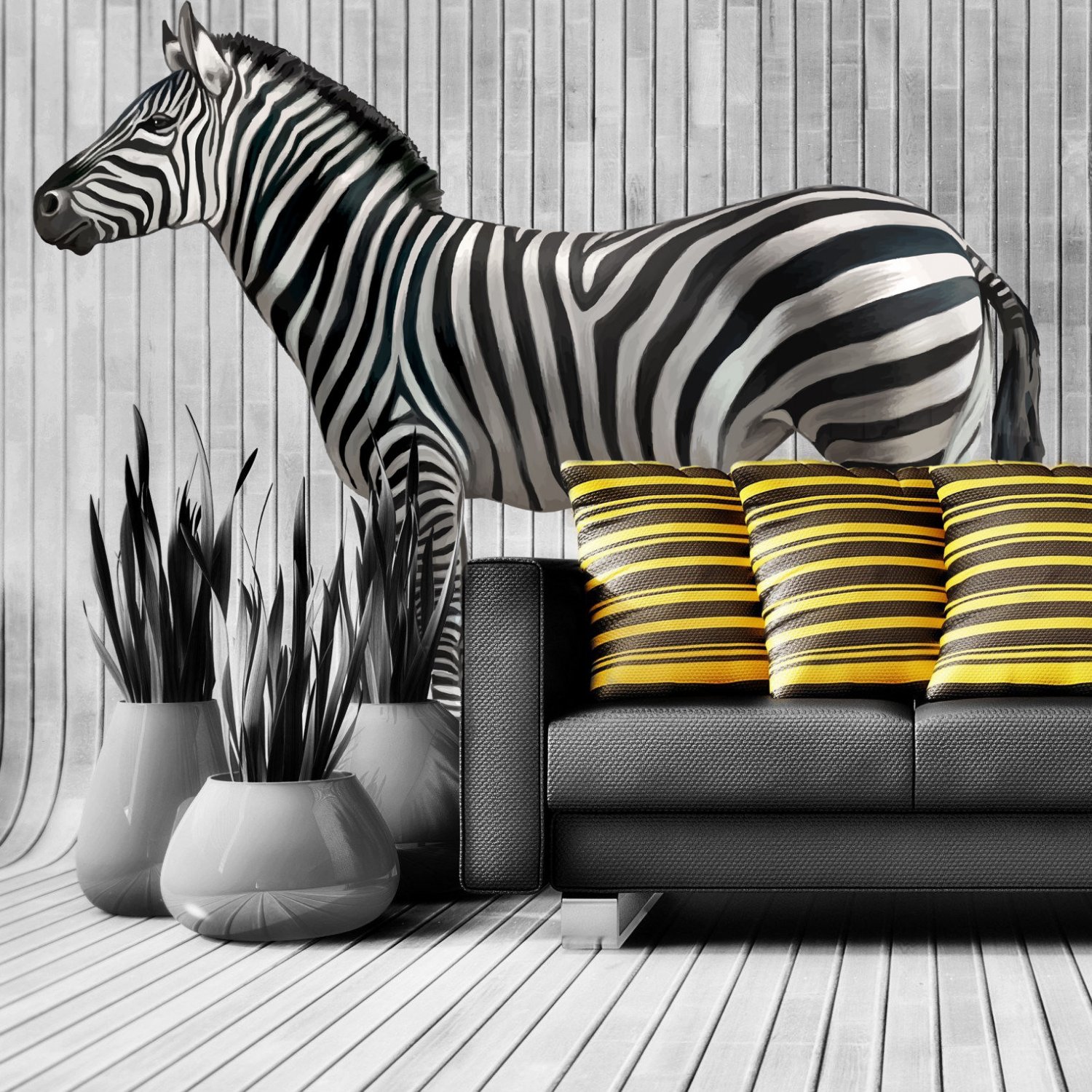 Big Zebra Animal Zoo Full Color Wall Decal Sticker AN-97 FRST
