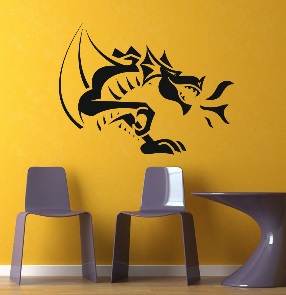 NCAA Wall Mural Vinyl Sticker GYM SPORTS LOGO EMBLEM DRAGON FIRE DA2789