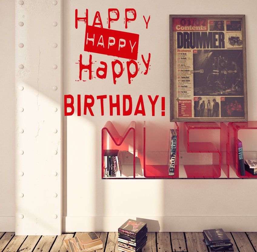 Happy Birthday congratulations celebration Stylish Wall Art Sticker Decal 9386