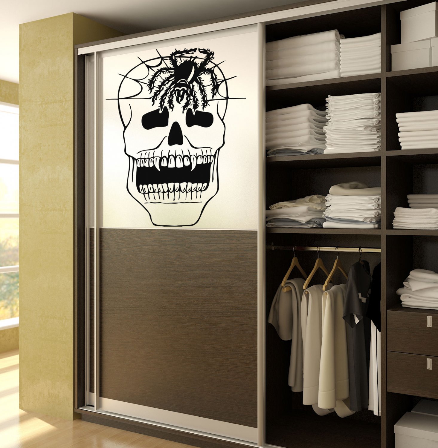Skull skeleton spider fear Kids Room Children Stylish Wall Art Sticker Decal9648