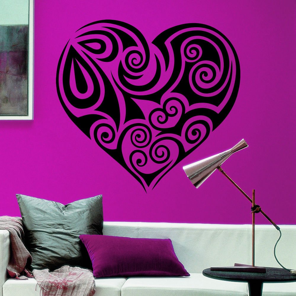 Wall Decal Heart Pattern Tattoo Abstract Art Bedroom Decor Sticker Murals AM24
