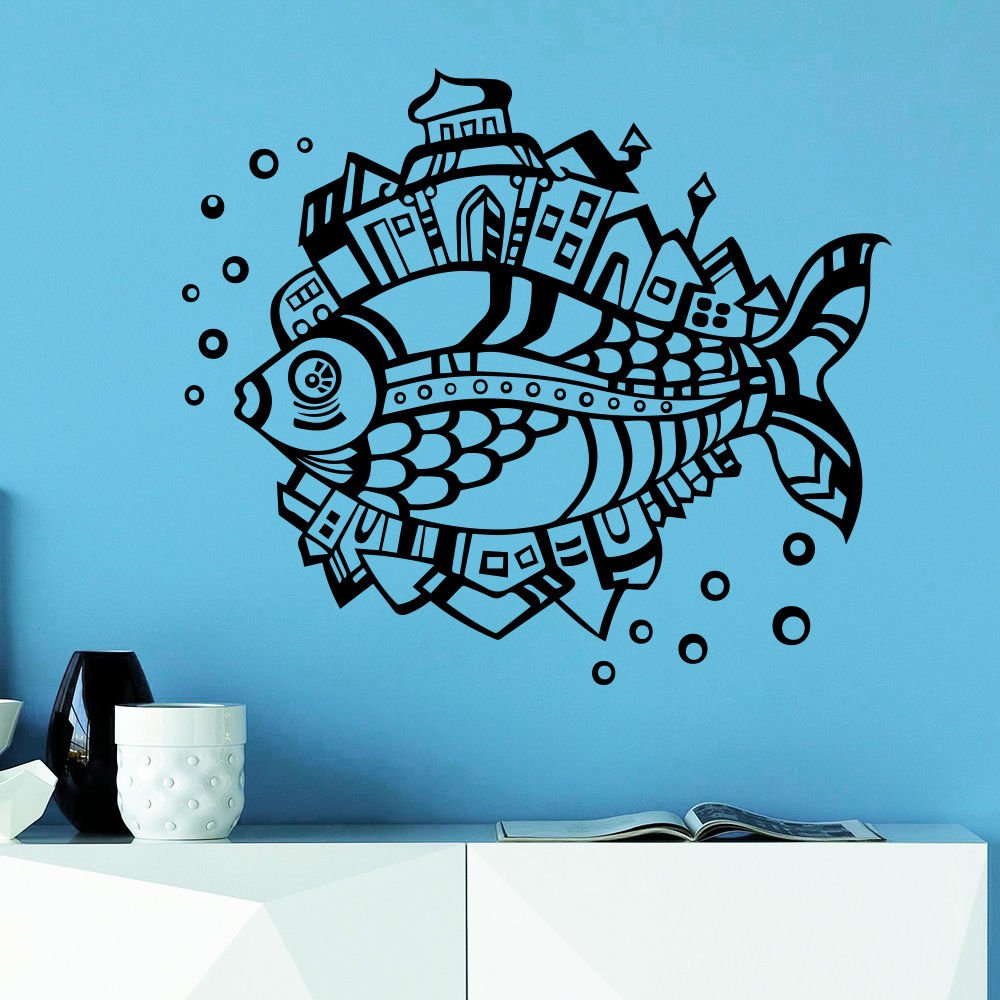 Wall Decal Fish Sea House Traveling Decals Bathroom Decor Sticker