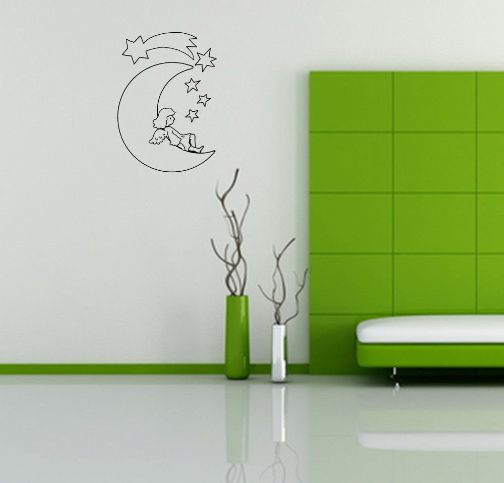 Wall Decor Vinyl Decal Sticker MOON STAR ANGEL DA639