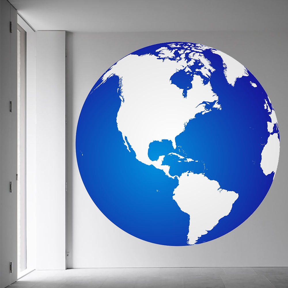 Blue Earth Globe Map Full Color Wall Decal Sticker AN-429 FRST
