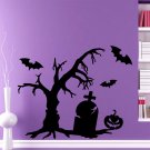 Wall Decal Halloween Tree Bat Pumpkin Grave Art Decals Sticker Home Decor AM147