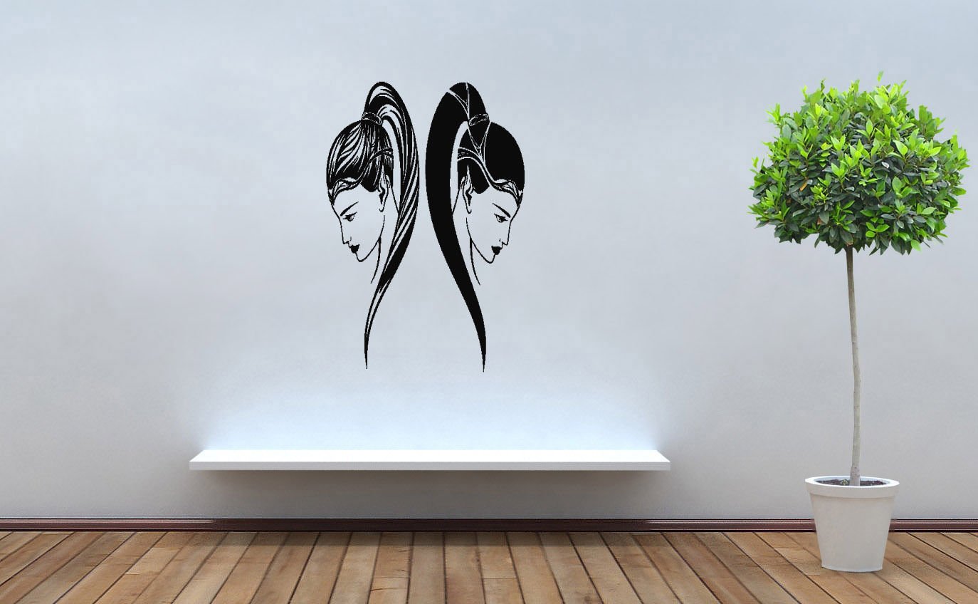 Wall Decor Vinyl Decal Sticker Two Girls Long Hair Salon Beauty  tz402