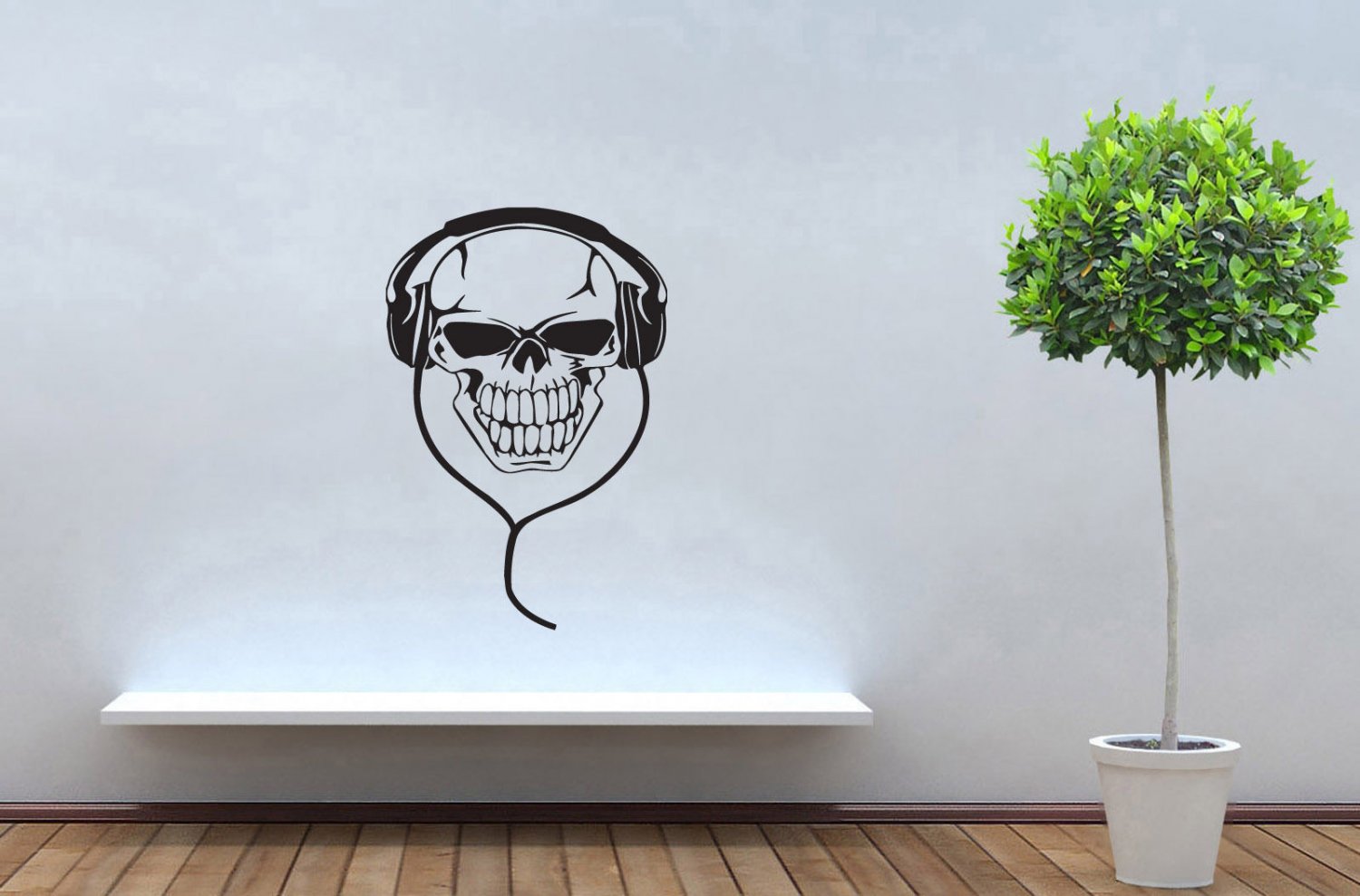 Wall Decor Vinyl Decal Sticker Skull with Headphones tz2167