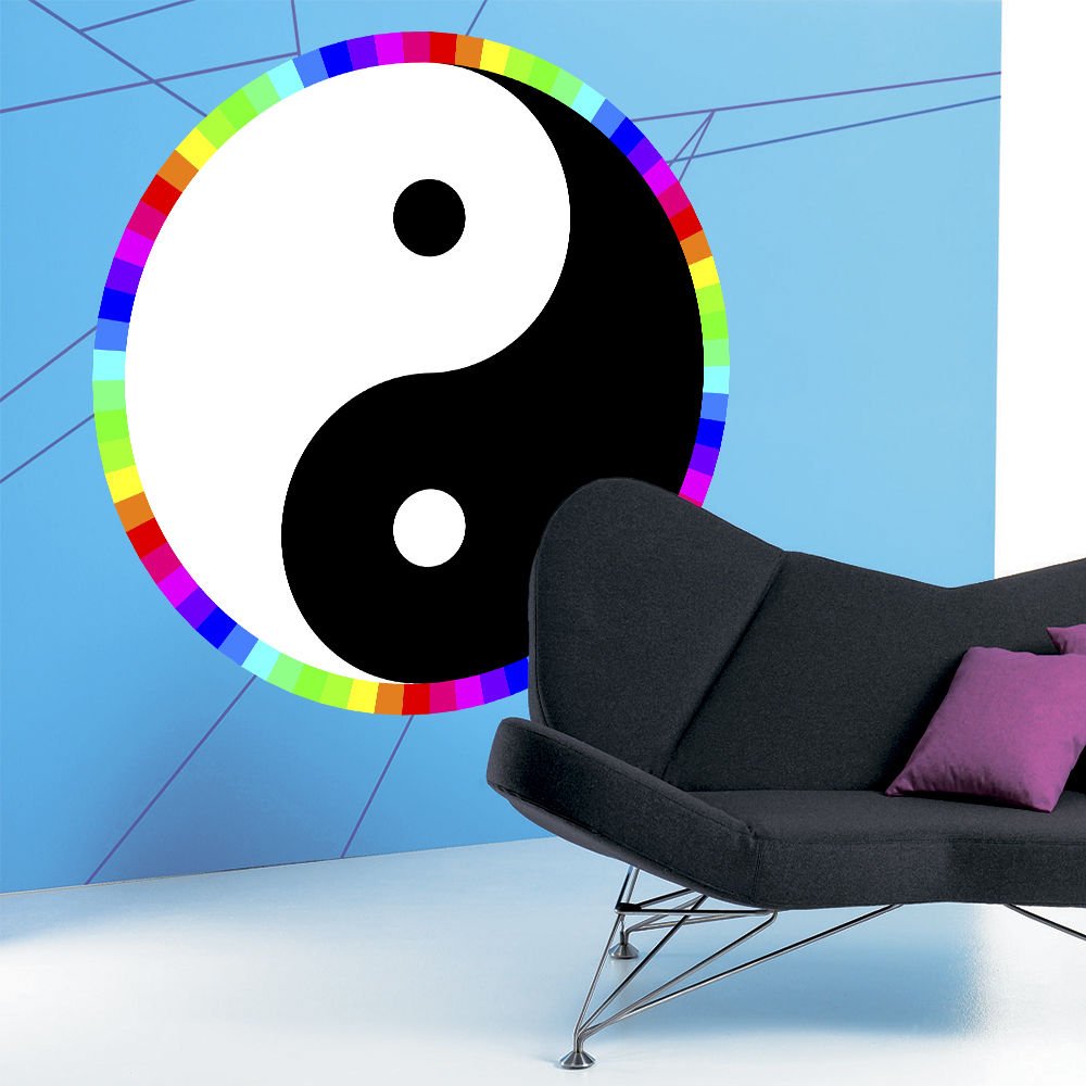 Yin Yang Circle Symbol Yoga  Full Color Wall Decal Sticker AN-678 FRST