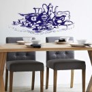 Kitchen canteen teahouse tea kettle mugs Stylish Wall Art Sticker Decal 10048