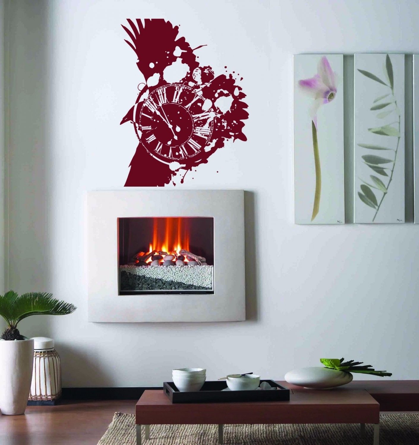 Bird clock time arrow Kids Room Children Stylish Wall Art Sticker Decal 9888