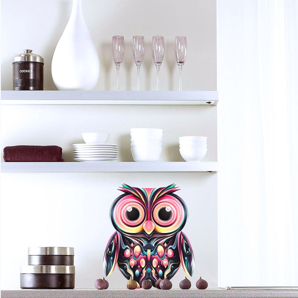 Painted Owl Bird Nature Full Color Wall Decal Sticker AN-8 FRST