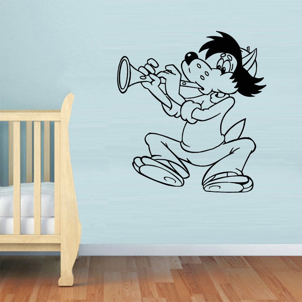 Wall Decor Vinyl Decal Sticker     wolf costume flute DA1450