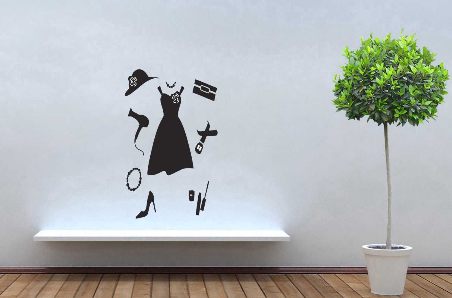 Wall Decor Vinyl Decal Sticker Woman's Dress and Accessories tz2161