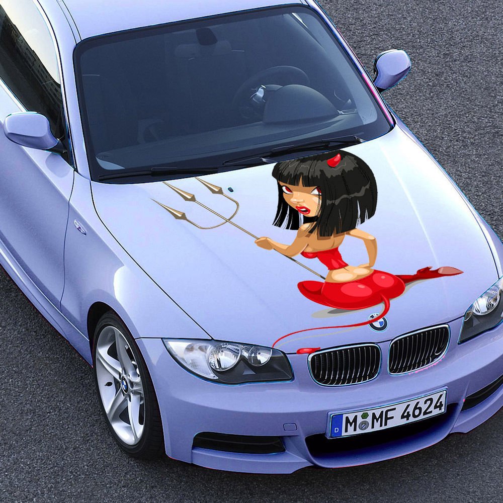 Devil Girl Red Horns Full Color Car Decal Sticker KC-176 FRST