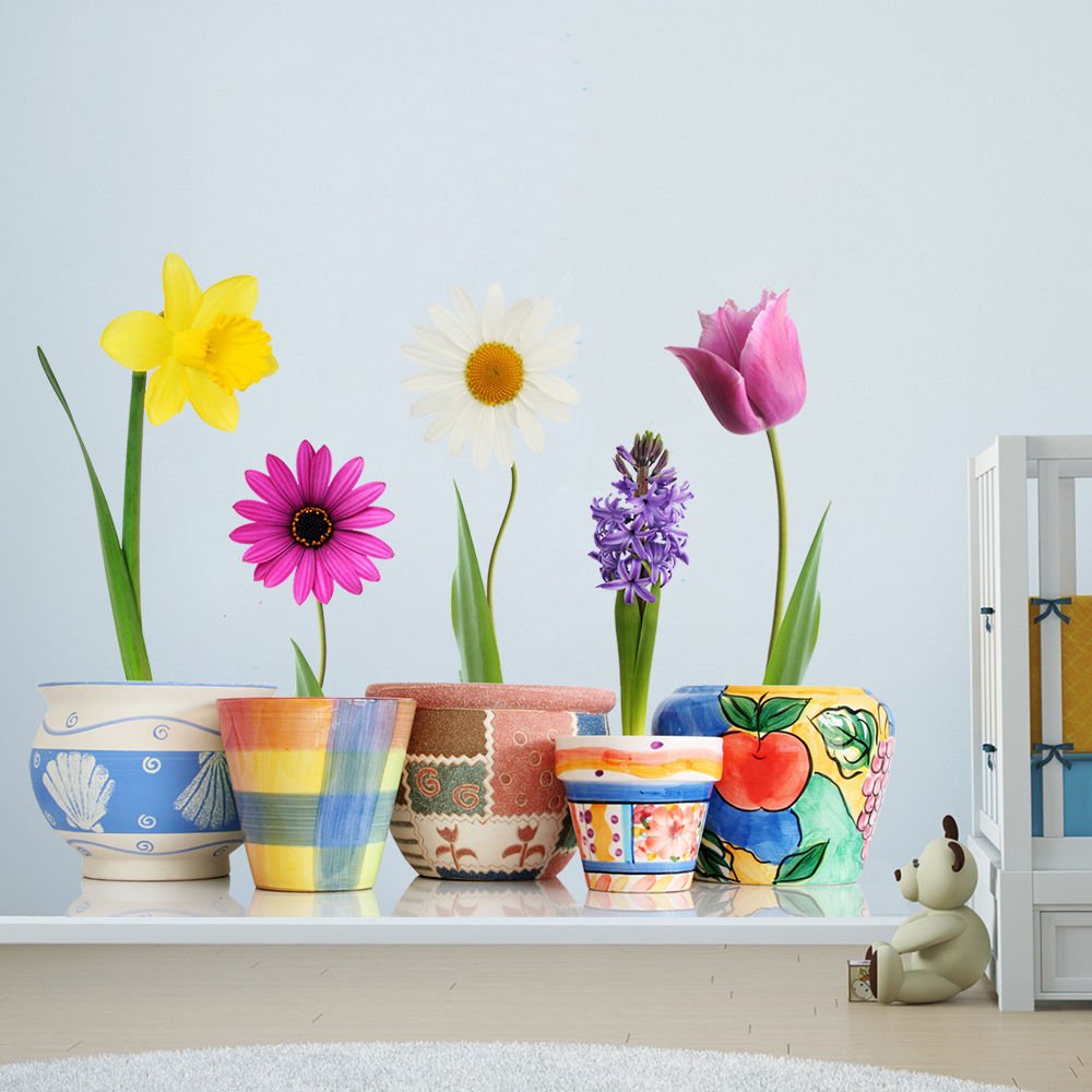 Garden Flowers Full Color Wall Decal Sticker AN174 FRST