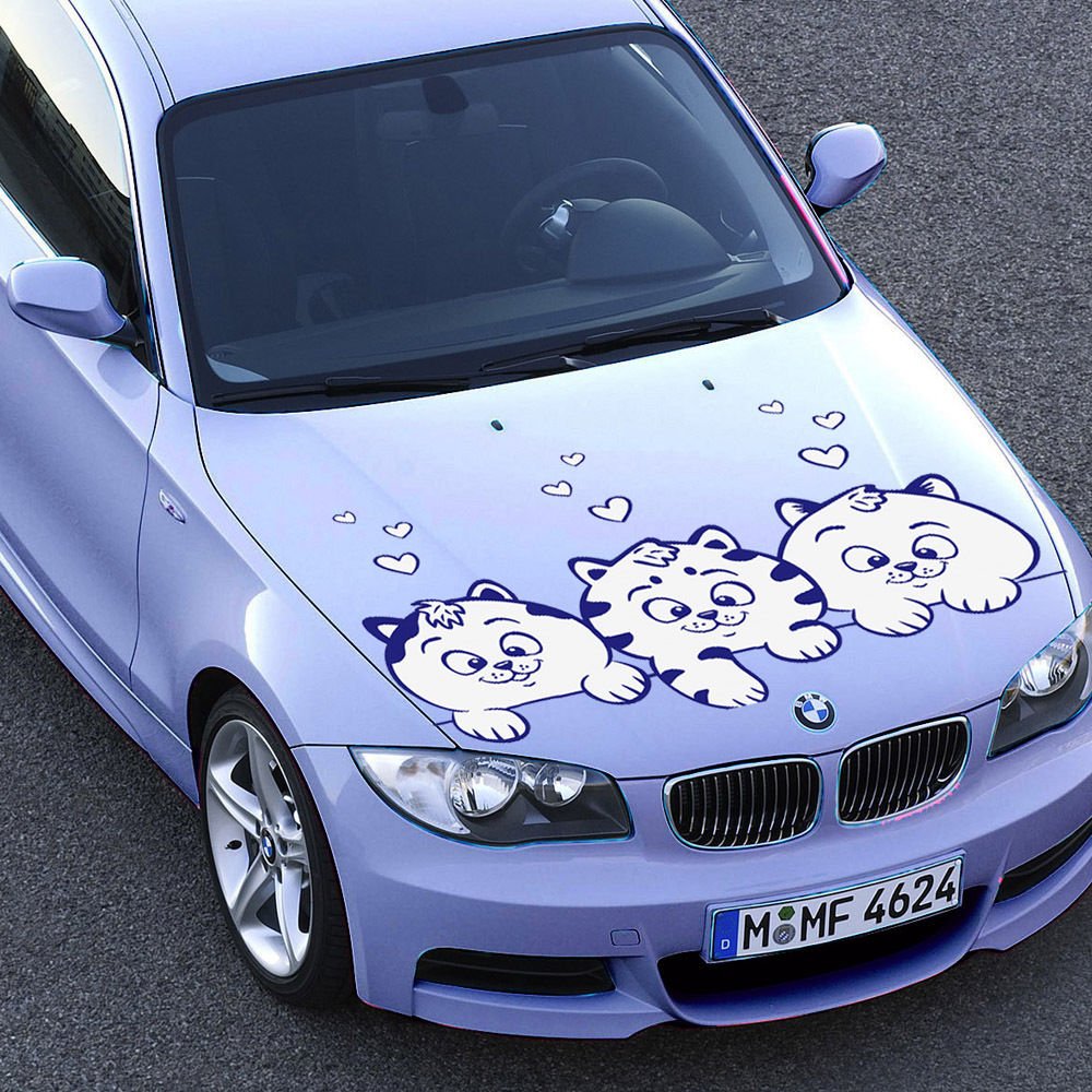 White Cat Pet Animals Heart Full Color Car Decal Sticker KR-108 FRST