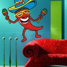 Chili Pepper Mexico Maracas Full Color Wall Decal Sticker KR-154 FRST
