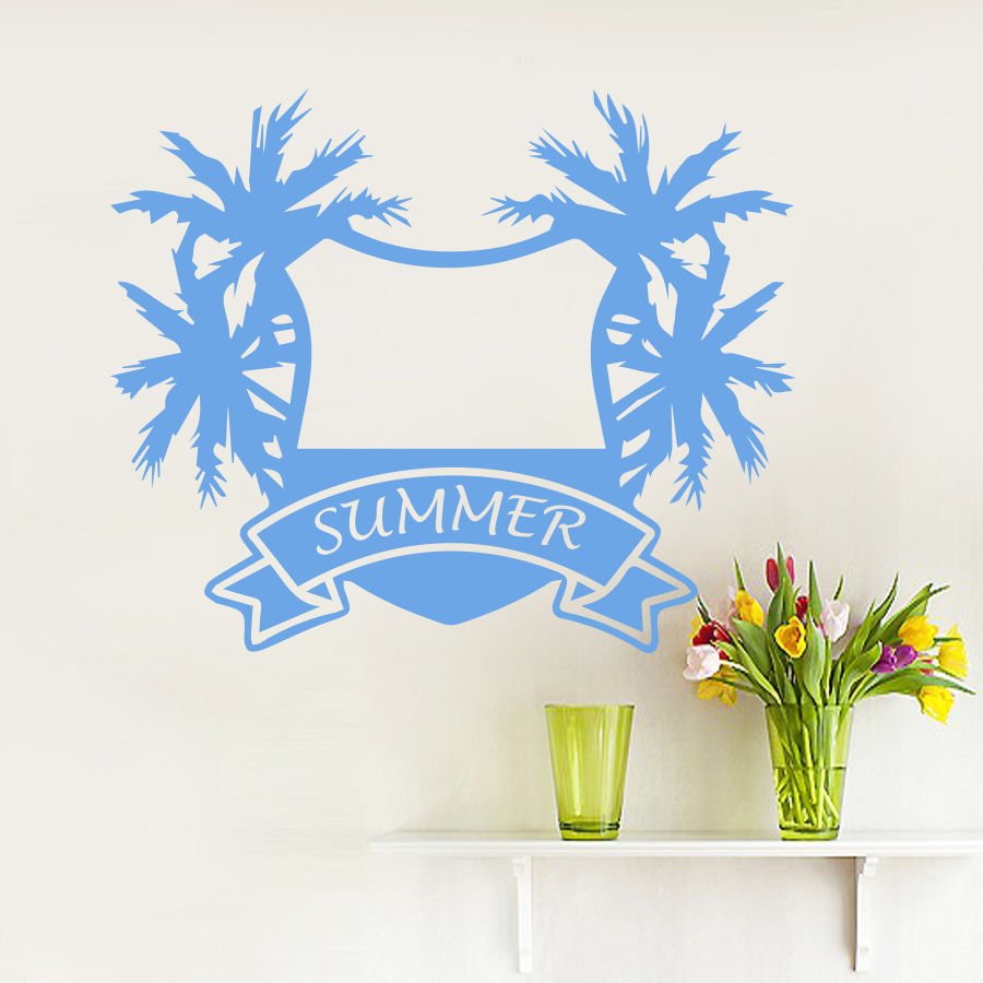 Wall Decal Palm Trees Summer Frame Decals Art Bathroom Decor Sticker Murals AM78