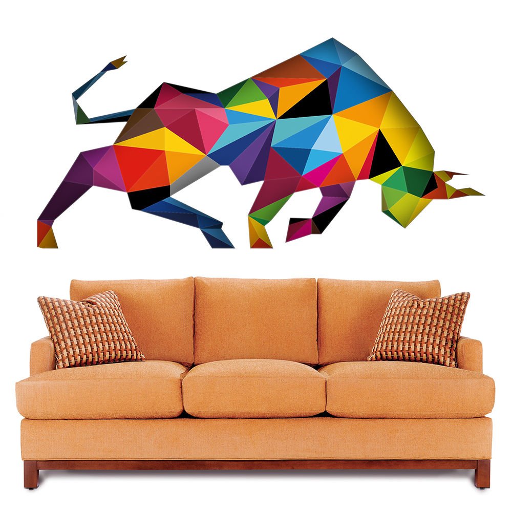 Multicolored Bison Bull Animals Full Color Wall Decal Sticker AN-661 FRST