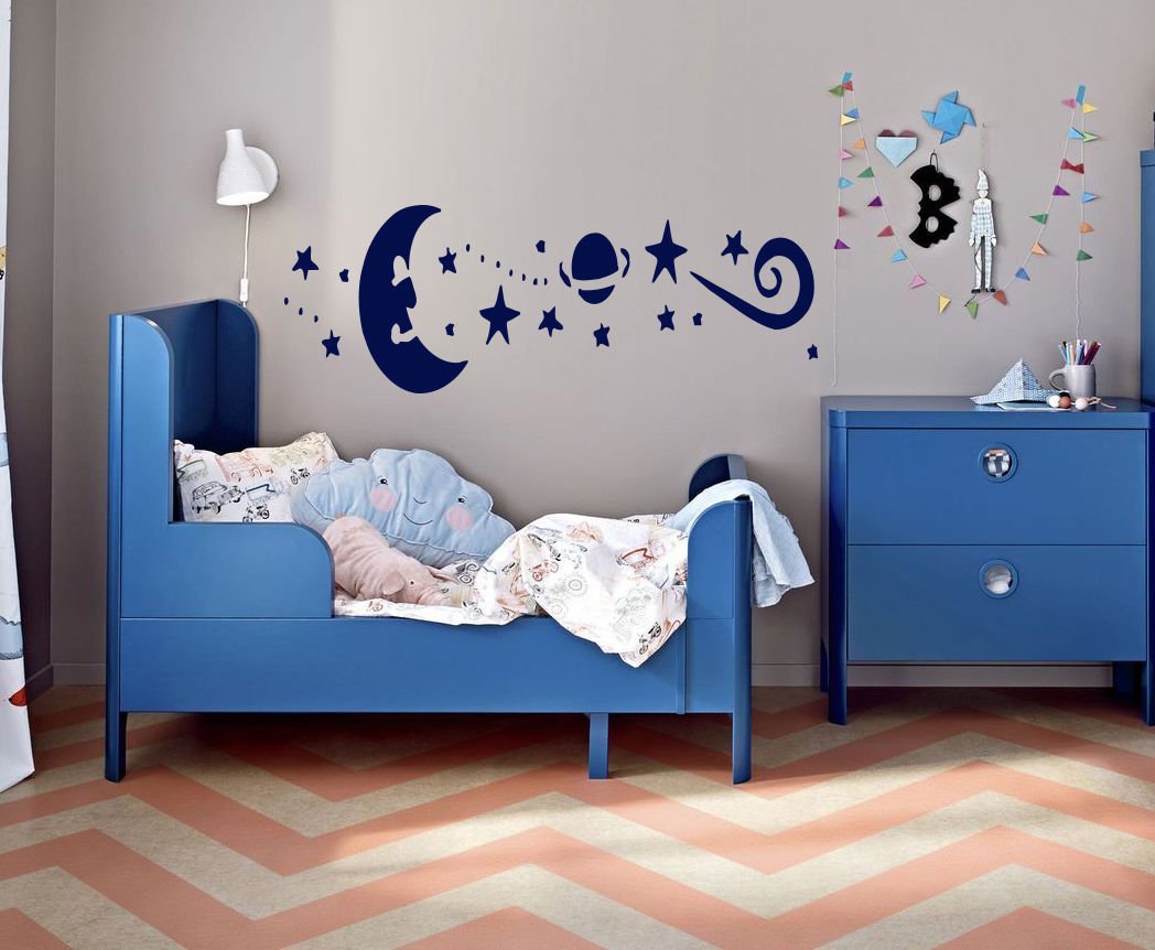 Sky moon stars clouds planet Kids Room Stylish Wall Art Sticker Decal 9483