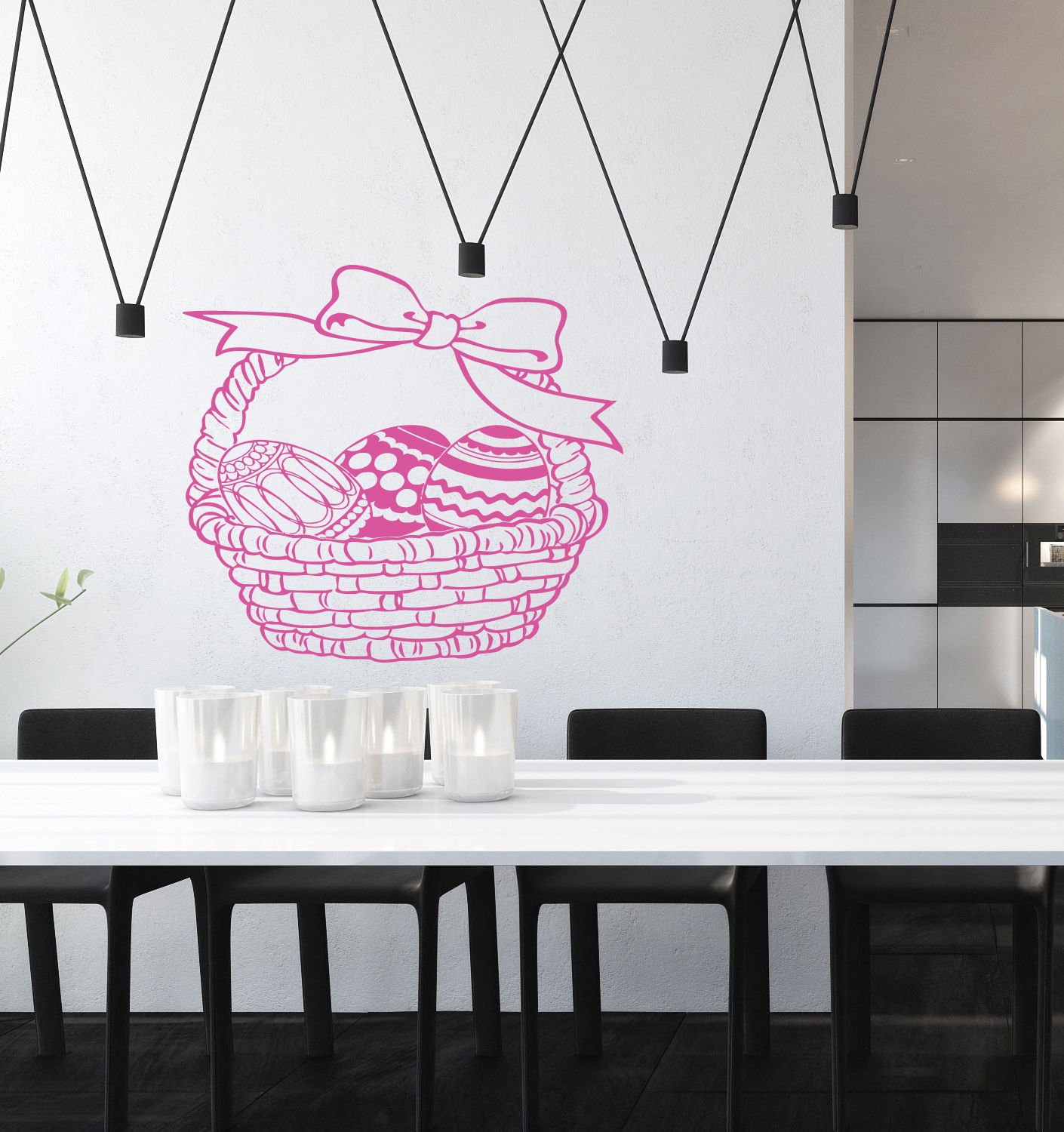Easter Bunny eggs delicacy sweets basket Stylish Wall Art Sticker Decal 9197