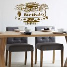 Happy Birthday celebration flowers cake Stylish Wall Art Sticker Decal 9387