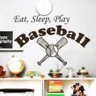 Wall Decal Quotes Eat Sleep Play Baseball Sport Decals Gym Decor Sticker AM138