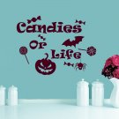 Halloween Wall Decal Candies Pumpkin Bat Kids Room Home Decoration Sticker AM158