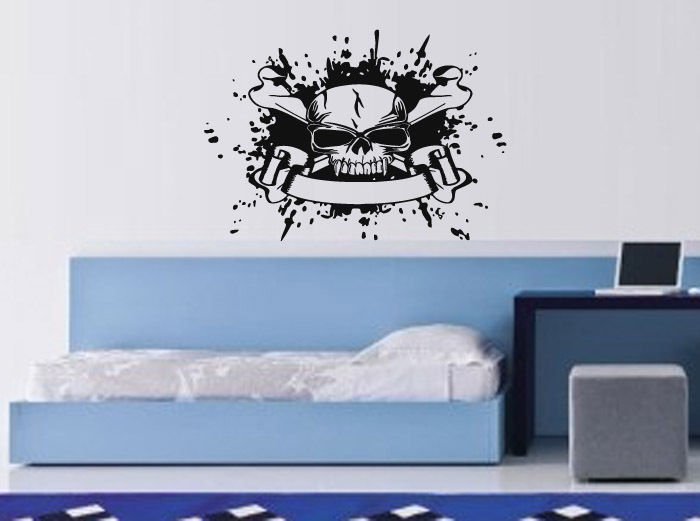 Wall Decor Vinyl Decal Sticker Skull Grunge tz2165