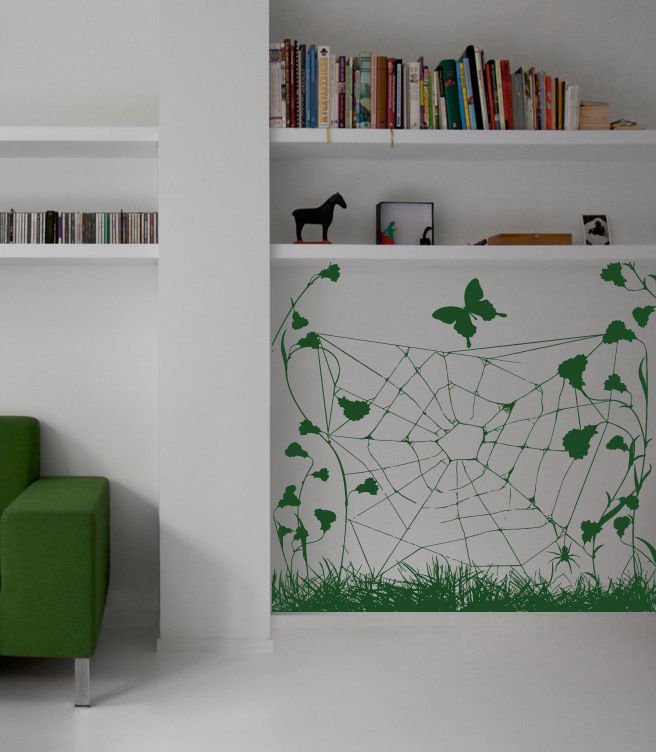 Web Spider spiderweb template butterfly Stylish Wall Art Sticker Decal 8694