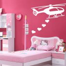 Helicopter heart flight a toy Kids Room Stylish Wall Art Sticker Decal 9378