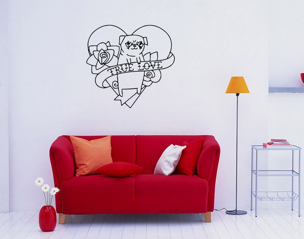 Wall Decor Vinyl Decal Sticker HEART BULLDOG LOVE DA555