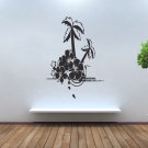 Wall Decor Vinyl Decal Palm Tree Hawaiian Flowers tz207