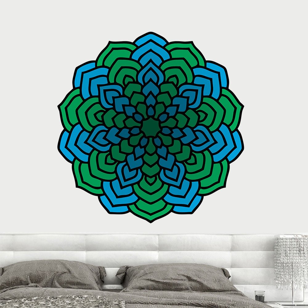Green Mandala Uoga Ornament Full Color Wall Decal Sticker AN-357 FRST