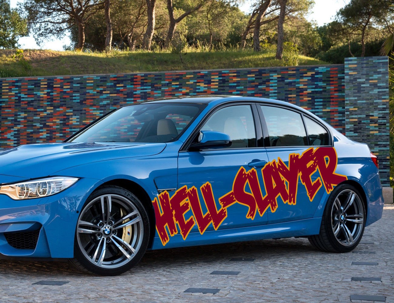 Hell-Slayer Lettering Graffiti Full Color Car Decal Sticker KC-423 FRST