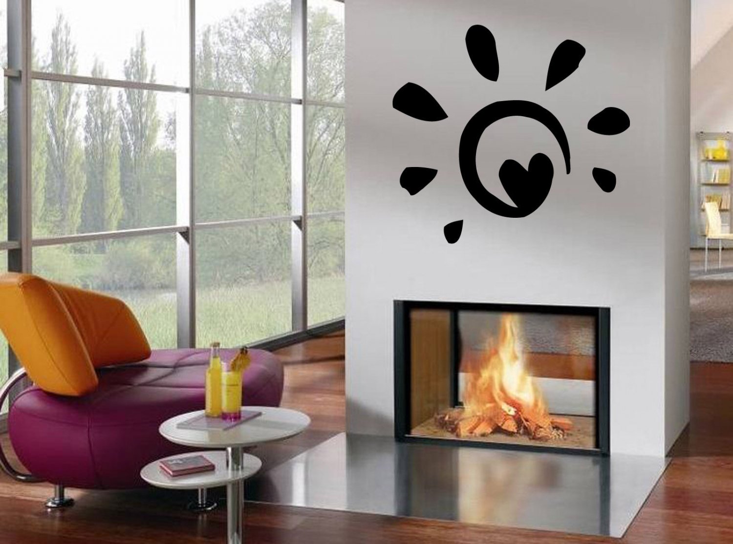 Wall Decor Vinyl Decal Sticker Heart In Sun tz2223
