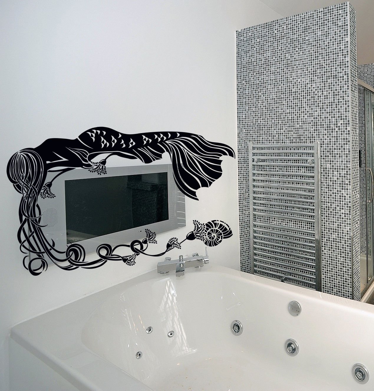 Shell conch ocean sea Mermaid flowers Stylish Wall Art Sticker Decal 8869
