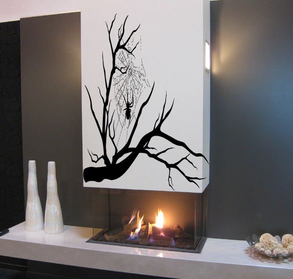 Spider cobweb spiderweb template tree branch Stylish Wall Art Sticker Decal 8701