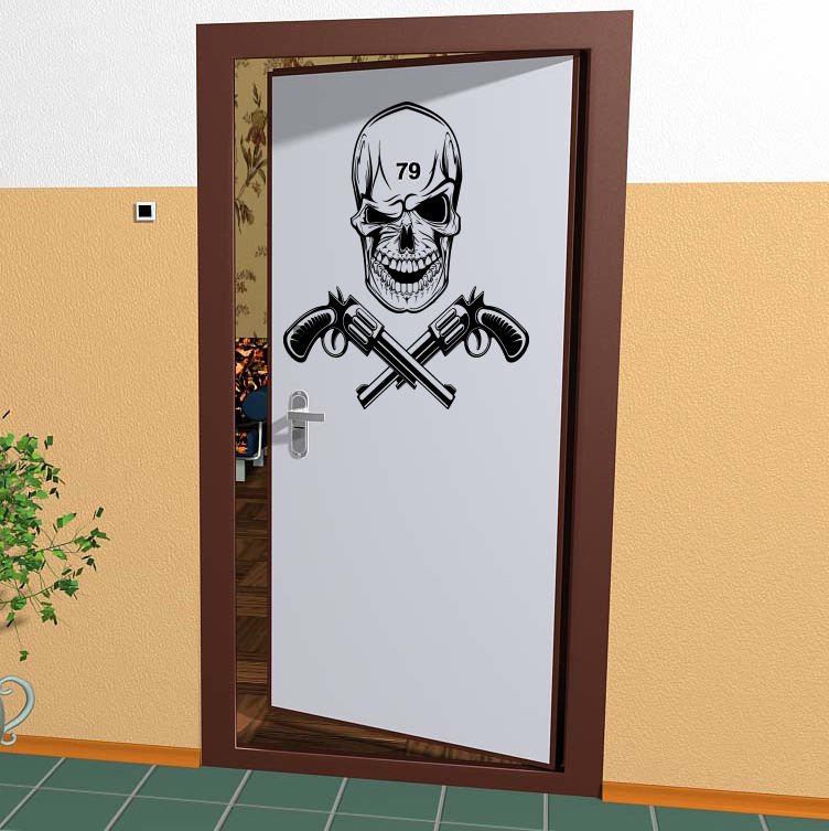 Skeleton skull pistol revolver does not kill Stylish Wall Art Sticker Decal 9385
