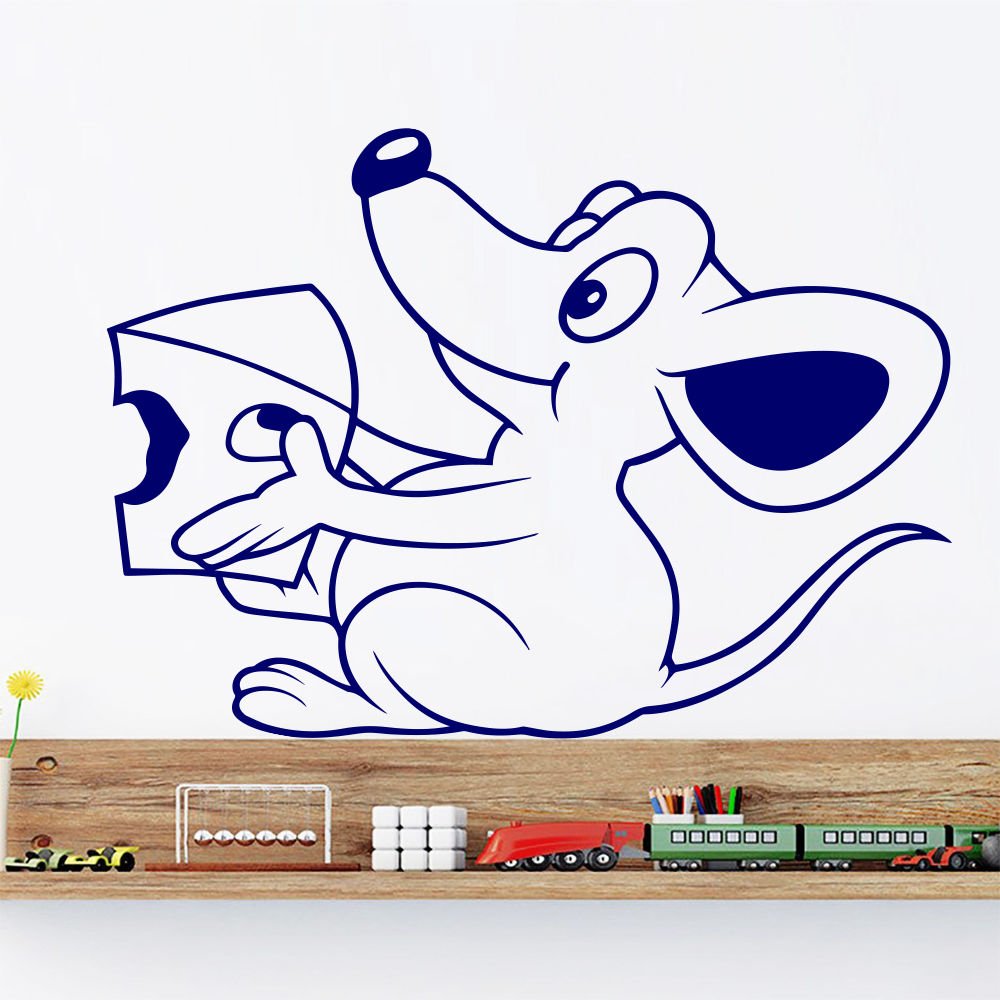 Wall Decal Mouse Animal Mice Cheese Decals Kids Room Decor Sticker Murals AM47