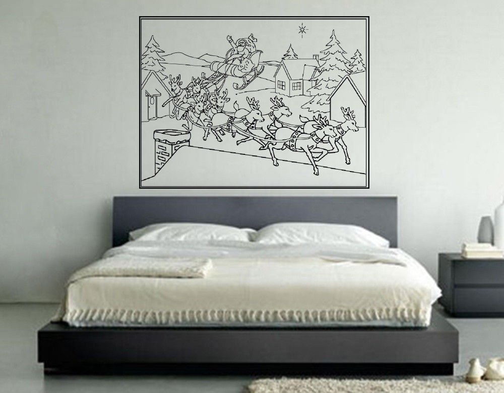 Wall Decor Vinyl Decal Sticker DEER DRIVEN GRANDFATHER FROST SNOW DA648