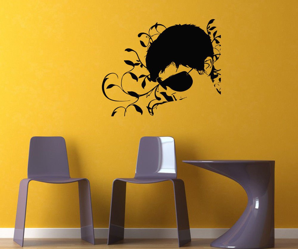 Wall Decor Vinyl Decal Sticker  SILHOUETTE GUY IN GLASSES  DA597