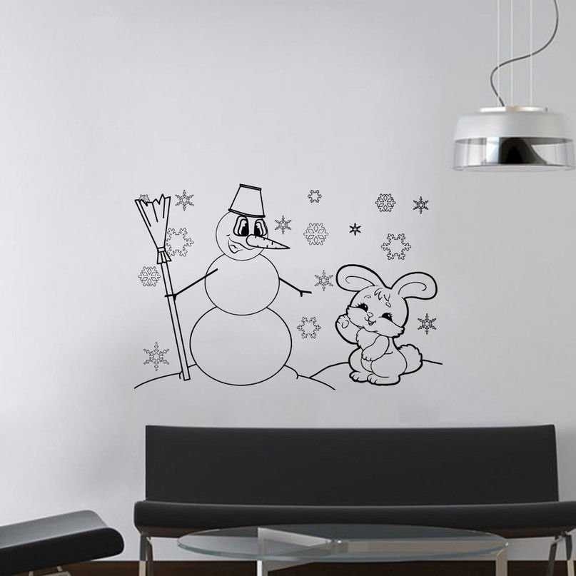 Wall Decor Vinyl Decal Sticker           snowman carrot hare snowflake DA1405