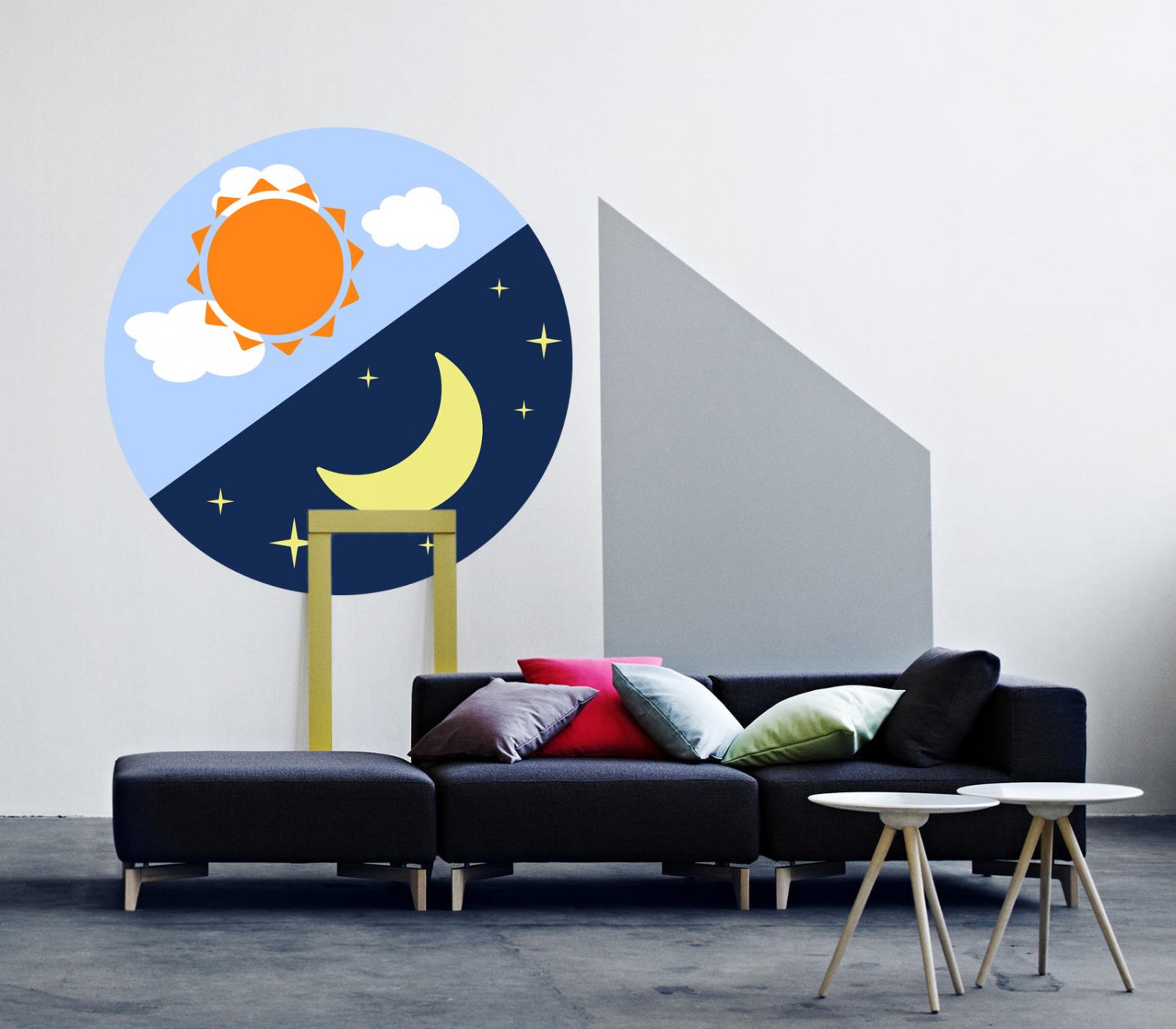 Sun And Moon Night Day Full Color Wall Decal Sticker KR-186 FRST